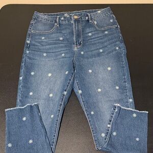 Embroidered Blue Women's Jeans